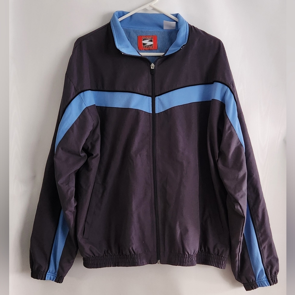 Simply For Sports Men's Windbreaker Gray/Blue Jacket Size L